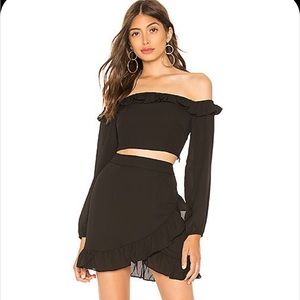 Superdown black matching set skirt and crop top